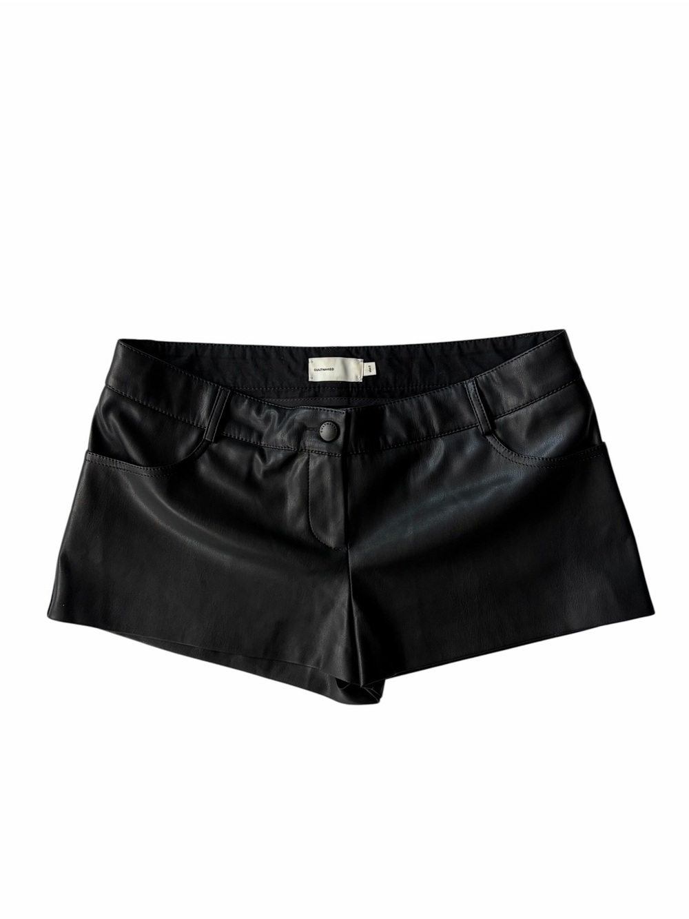 NWOT with defects CULTNAKED Black Vegan Leather Boy Shorts in Black-Size Small